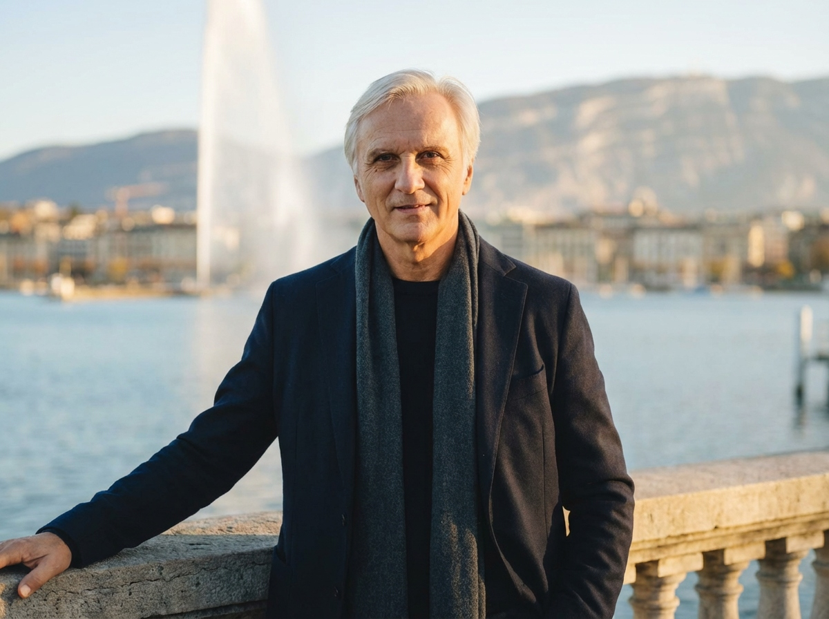 Marco Bena, fondateur de l'agence de communication, vue sur Genève
